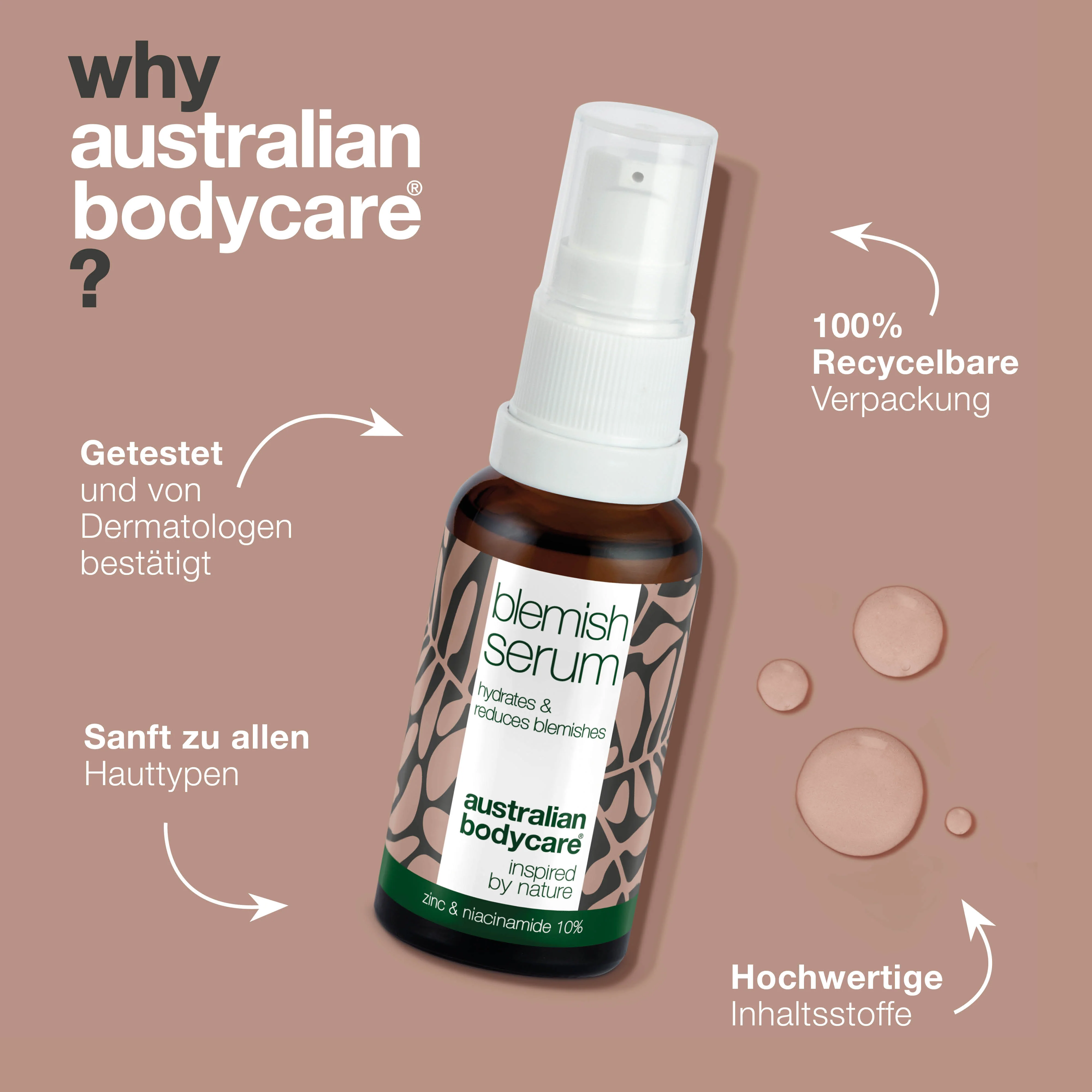Anti Pickel Serum mit Niacinamiden — Gesichtsserum mit Niacinamiden 10%, Zink 1% und Teebaumöl bei Pickeln, Mitessern und unreiner Haut - Image 4
