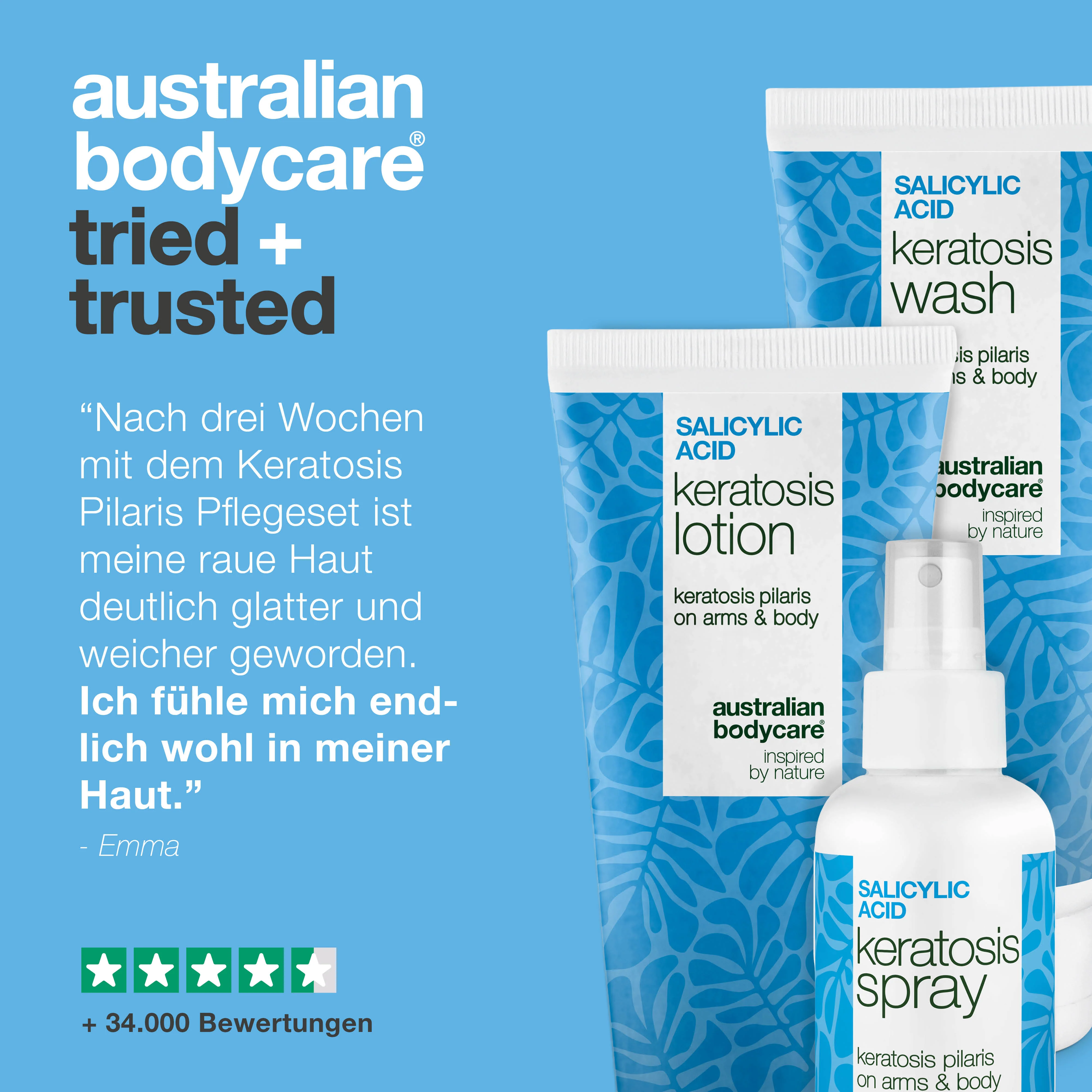 3er Körperset gegen Keratosis Pilaris – Glättet raue Haut — Pflegeset bei Reibeisenhaut/Erdbeerhaut reduziert raue, unebene Haut. Macht Arme, Beine (Erdbeerbeine) und Po spürbar glatt und weich. - Image 4